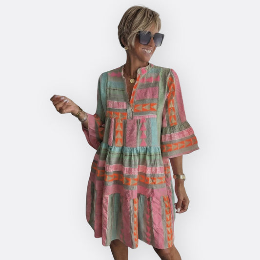 Madalena - Vestido Boho De Camadas Com Corte Fluido